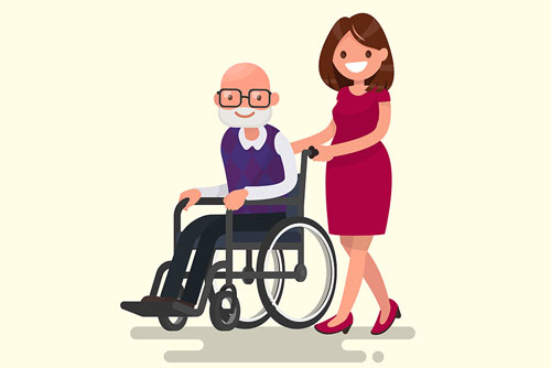 وکتور رایگان پیرمرد کارتونی دارای معلولیت ویژه روز معلولین